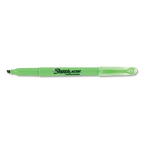 Sharpie Accent Pocket Chisel Tip Highlighter, Fluorescent Green, 12-Pack