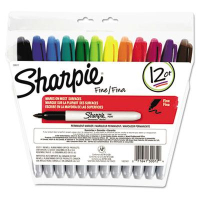 Sharpie Permanent Marker, Fine Tip, Assorted, 12-Pack