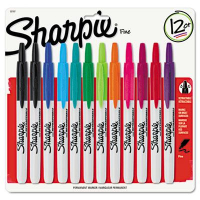 Sharpie Retractable Permanent Marker, Fine Point, Assorted, 12-Pack