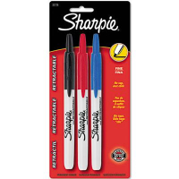 Sharpie Retractable Permanent Marker, Fine Tip, Assorted, 3-Pack
