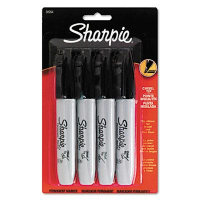 Sharpie Permanent Marker, Chisel Tip, Black, 4-Pack