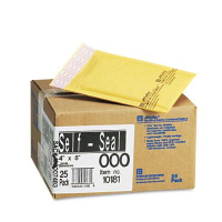 Sealed Air 4" x 8" Side Seam #000 Jiffylite Self-Seal Mailer, Golden Brown, 25/Carton