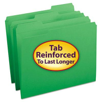 Smead Reinforced 1/3 Cut Top Tab Letter File Folder, Green, 100/Box
