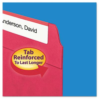 Smead Reinforced Straight Cut Top Tab Letter File Folder, Red, 100/Box