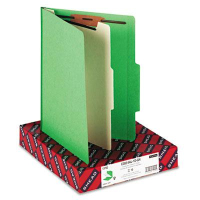 Smead 4-Section Letter 14-Point Stock Classification Folders, Green, 10/Box