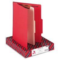 Smead 4-Section Letter 14-Point Stock Classification Folders, Red, 10/Box