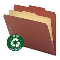 Smead Recycled 4-Section Letter 25-Point Pressboard Classification Folders, Red, 10/Box