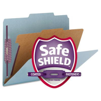Smead 4-Section Letter 23-Point Pressboard Classification Folders, Blue, 10/Box