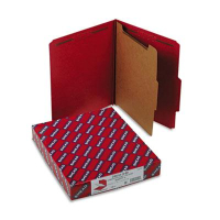 Smead 4-Section Letter 23-Point Pressboard Classification Folders, Bright Red, 10/Box