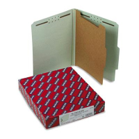 Smead 4-Section Letter 25-Point Pressboard Top Tab Classification Folders, Gray-Green, 10/Box