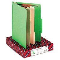 Smead 6-Section Letter 14-Point Stock Classification Folders, Green, 10/Box