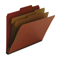 Smead Recycled 6-Section Letter 25-Point Pressboard Classification Folders, Red, 10/Box