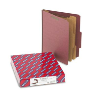 Smead 6-Section Letter 25-Point Pressboard Top Tab Classification Folders, Red, 10/Box