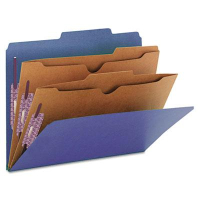 Smead 6-Section Letter 23-Point Pressboard 2-Pocket Classification Folders, Dark Blue, 10/Box