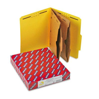 Smead 6-Section Letter 23-Point Pressboard 2-Pocket Classification Folders, Yellow, 10/Box