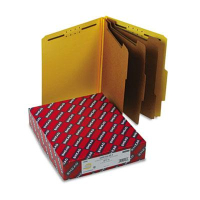 Smead 8-Section Letter 23-Point Pressboard Classification Folders, Yellow, 10/Box