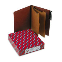Smead 6-Section Letter 25-Point Pressboard Metal Tab Classification Folders, Red, 10/Box