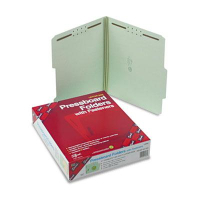 Smead 2" Expansion 2/5 Top Tab 1-Fastener Letter Folder, Gray Green, 25/Box