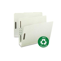 Smead Recycled Letter 3" Expanding 1/3 Cut Top Tab 2-Fastener Pressboard Folder, Gray-Green, 25/Box