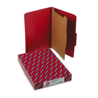Smead 4-Section Legal 23-Point Pressboard Classification Folders, Bright Red, 10/Box