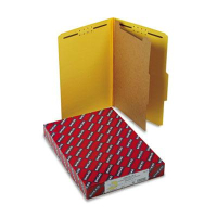 Smead 4-Section Legal 23-Point Pressboard Classification Folders, Yellow, 10/Box