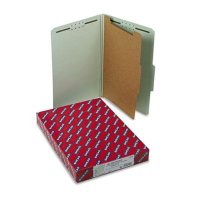 Smead 4-Section Legal 25-Point Pressboard Top Tab Classification Folders, Gray-Green, 10/Box