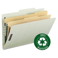 Smead Recycled 2-Section Legal 25-Point Pressboard Classification Folders, Gray-Green, 10/Box