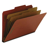 Smead Recycled 6-Section Legal 25-Point Pressboard Classification Folders, Red, 10/Box
