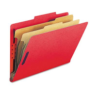 Smead 6-Section Legal 23-Point Pressboard Top Tab Classification Folders, Bright Red, 10/Box