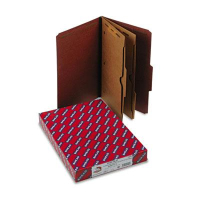 Smead 6-Section Legal 25-Point Pressboard 2-Pocket Classification Folders, Red, 10/Box