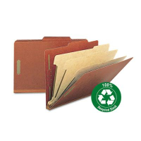 Smead Recycled 8-Section Legal 25-Point Pressboard Classification Folders, Red, 10/Box