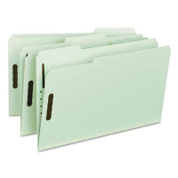Smead Recycled Legal 1" Expanding 1/3 Cut Top Tab 2-Fastener Pressboard Folder, Gray-Green, 25/Box