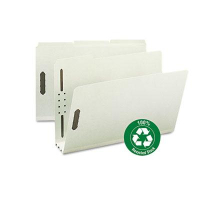 Smead Recycled Legal 3" Expanding 1/3 Cut Top Tab 2-Fastener Pressboard Folder, Gray-Green, 25/Box