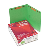 Smead Heavyweight Straight End Tab 2-Fastener Letter Folder, Green, 50/Box