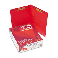 Smead Heavyweight Straight End Tab 2-Fastener Letter Folder, Red, 50/Box
