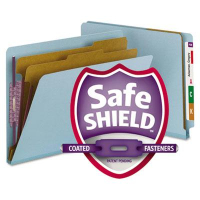 Smead 6-Section Letter 23-Point Pressboard Classification Folders, Blue, 10/Box