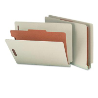 Smead 4-Section Letter 25-Point Pressboard Classification Folders, Gray-Green, 10/Box