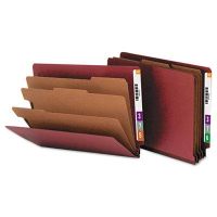 Smead 8-Section Letter 25-Point Pressboard Classification Folders, Red, 10/Box