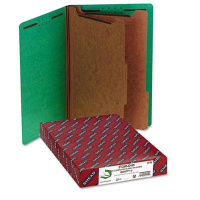 Smead 6-Section Legal 23-Point Pressboard Classification Folders, Green, 10/Box