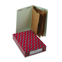 Smead 8-Section Legal 25-Point Pressboard Classification Folders, Gray-Green, 10/Box