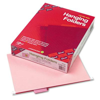 Smead Letter 1/5 Tab Hanging File Folders, Pink, 25/Box