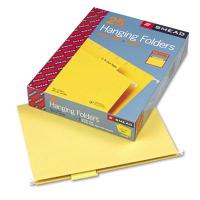 Smead Letter 1/5 Tab Hanging File Folders, Yellow, 25/Box