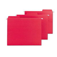 Smead Fastab Letter Hanging File Folders, Red, 20/Box