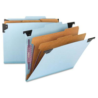 Smead 6-Section Letter 23-Point Pressboard Hanging Classification Folder, Blue, Each