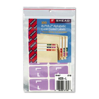 Smead 1" x 1-3/5" Letter "L" Color-Coded Second Letter Labels, Lavender, 100/Pack