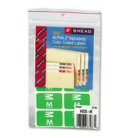 Smead 1" x 1-3/5" Letter "M" Color-Coded Second Letter Labels, Light Green, 100/Pack