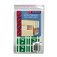 Smead 1" x 1-3/5" Letter "P" Color-Coded Second Letter Labels, Dark Green, 100/Pack