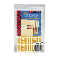 Smead 1" x 1-3/5" Letter "W" Color-Coded Second Letter Labels, Yellow, 100/Pack