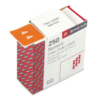 Smead 1-1/2" x 1-1/2" Number "4" Single Digit End Tab Labels, White-on-Orange, 250/Roll