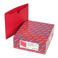 Smead Double-Ply Tab Flat Expansion Letter File Jackets, Red, 100/Box